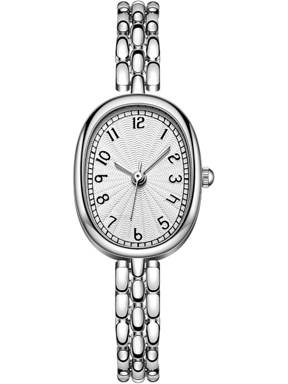 Womens White Silver Vintage Oval Elegant Bracelet Analog Dress Buckle Wristwatch
